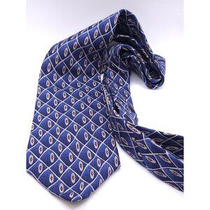 Daniel Hechter Mens Silk Necktie In Blue & White Geometric Pattern